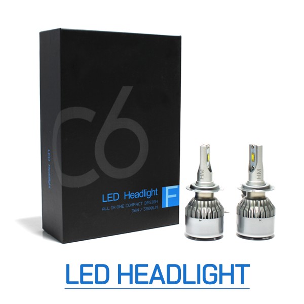 오토바이 튜닝 초고휘도 C6 헤드라이트 LED 전조등 냉각팬 필립스 H4 H7 H11